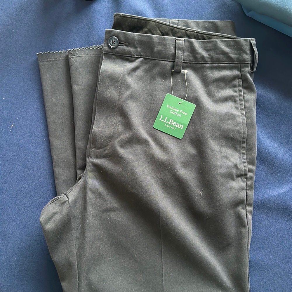 L.L. Bean Standard Fit Blue Chino Straight Leg Waist 36 unhemmed